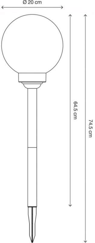 Lampka solarna wbijana kula 20 cm stalowa