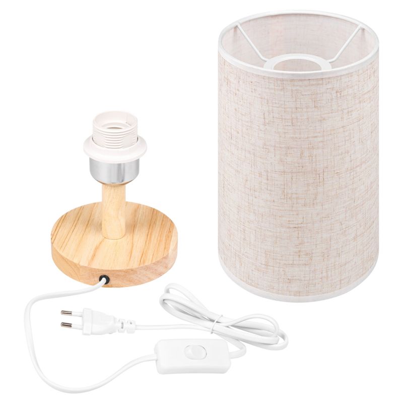 Lampka stołowa MasterLED Hilda E27 30cm IP20 biurkowa nocna biała z drewnem 1 szt.