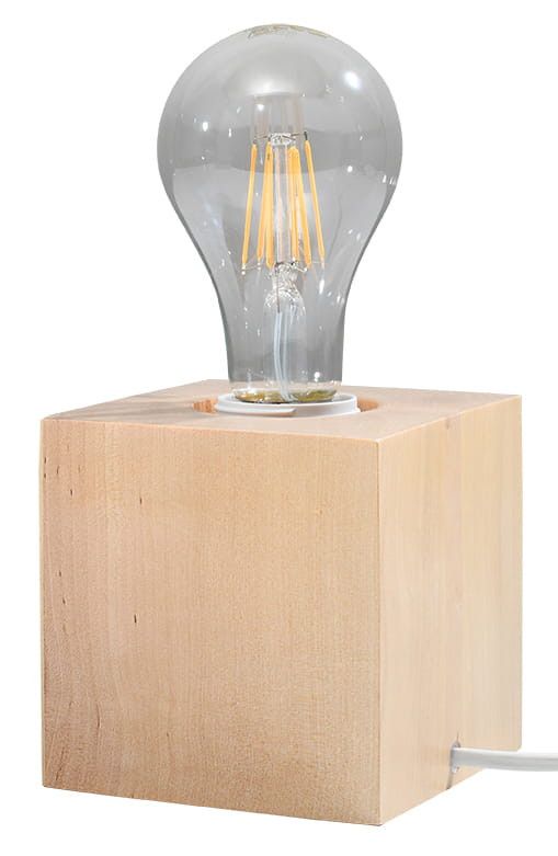 Lampka stołowa Sollux Lighting Ariz jasne drewno  1 x E27 x 60W IP20 wym: 10 x 10 x 10 cm drewno - 1 szt.