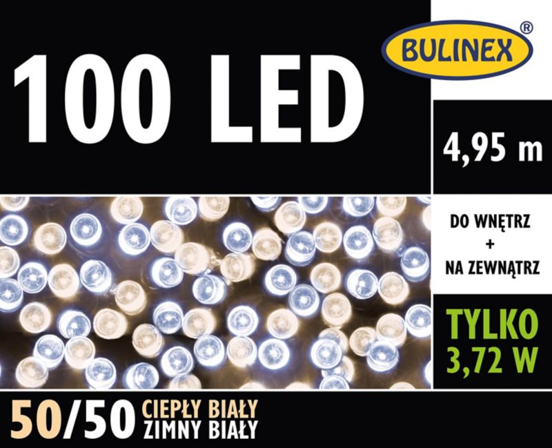 Lampki 100 LED Bulinex 4,95 m barwa ciepła/zimna biała mix