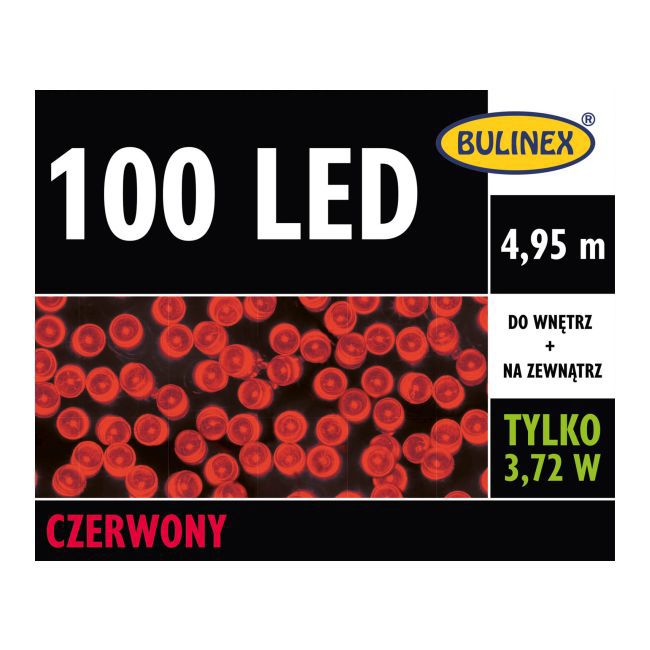 Lampki 100 LED Bulinex 4,95 m czerwone