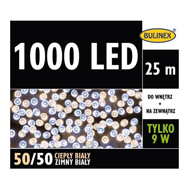 Lampki 1000 LED Bulinex 25 m zimne białe / ciepłe białe