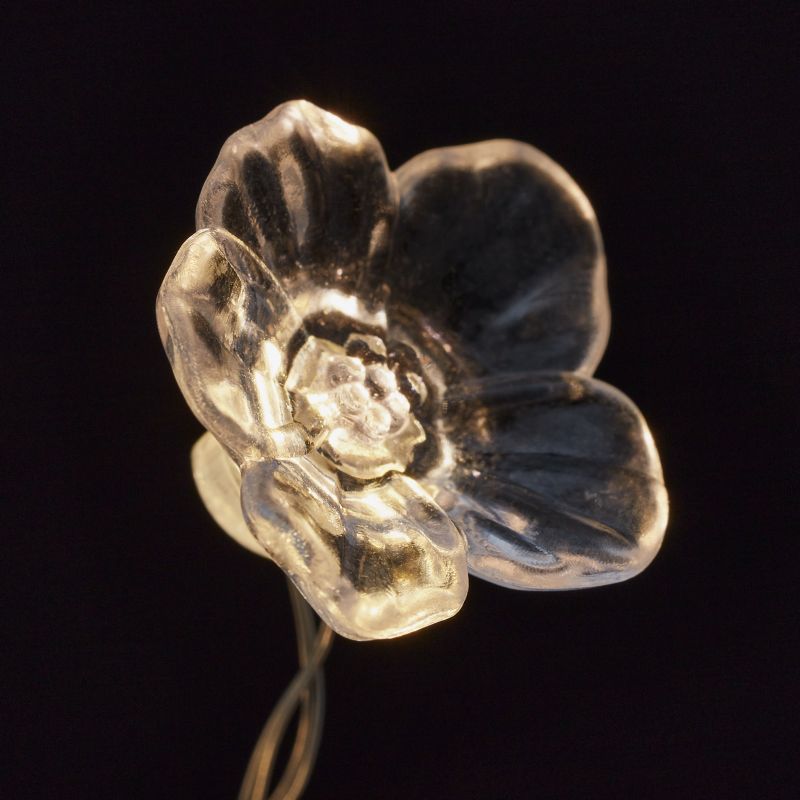 Lampki 20 LED ciepły biały kwiaty
