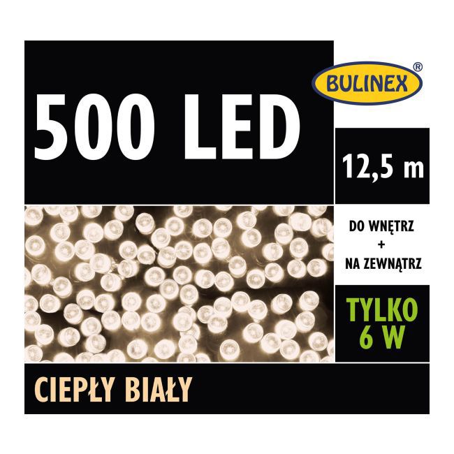 Lampki 500 LED Bulinex 12,5 m ciepłe białe