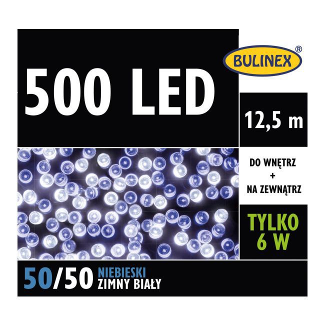 Lampki 500 LED Bulinex 12,5 m zimne białe / niebieskie