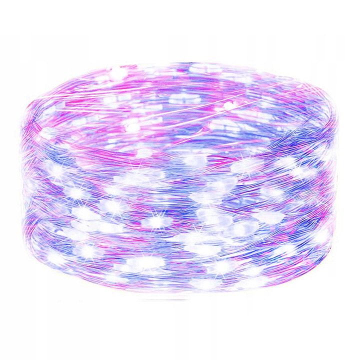 Lampki choinkowe Springos 20 LED druciki mikro na baterie różowe niebieskie 1 szt.