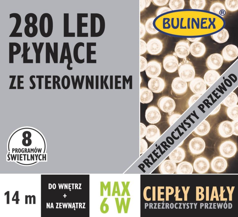 Lampki LED Bulinex 280L 14 m ciepłe białe / przezroczyste