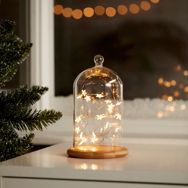Lampki wewnętrzne 20 LED gwiazda miedziana barwa ciepła biała