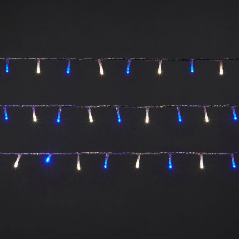 Lampki zewnętrzne 120 LED biało-niebieskie przezroczyste