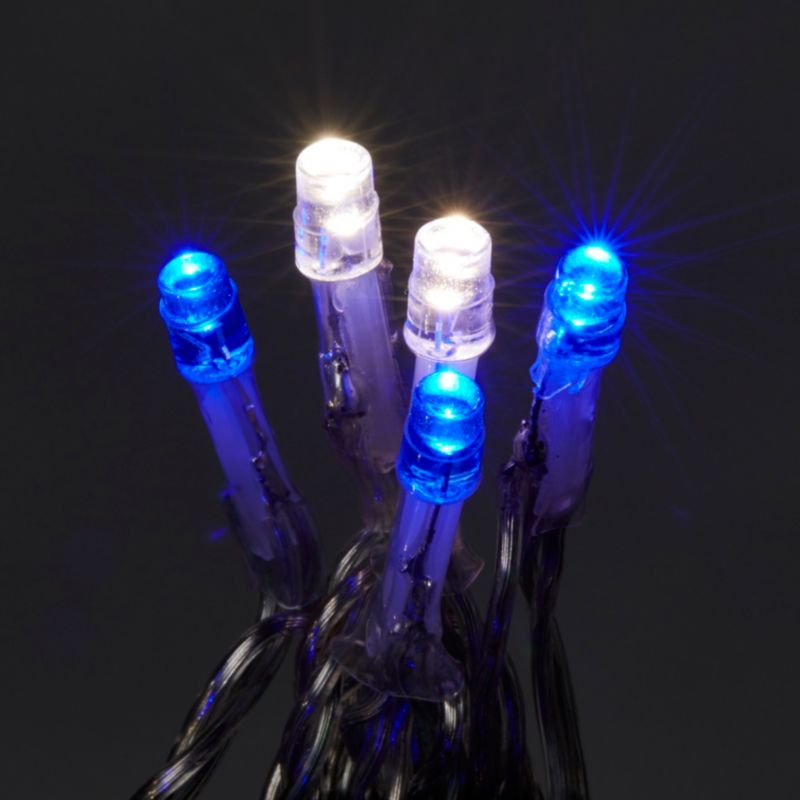 Lampki zewnętrzne 120 LED biało-niebieskie przezroczyste