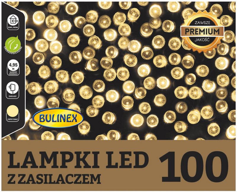 Lampki zewnętrzne Bulinex 100 LED 4,95 m barwa ciepła biała