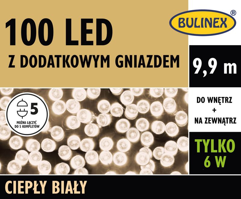 Lampki zewnętrzne Bulinex 100 LED 9,9 m barwa ciepła biała