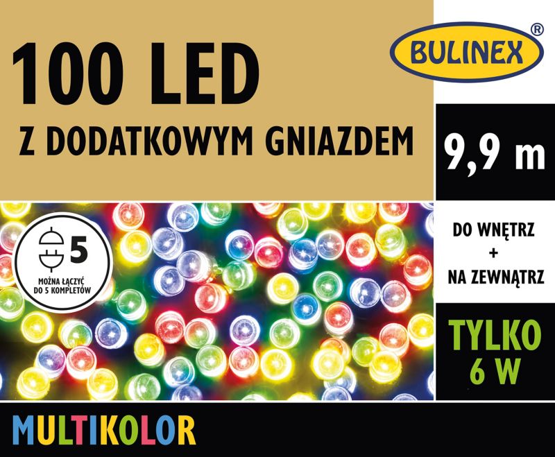 Lampki zewnętrzne Bulinex 100 LED 9,9 m multikolor