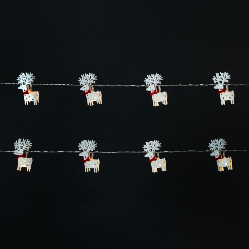 Łańcuch wewnętrzny 10 LED drewniane renifery