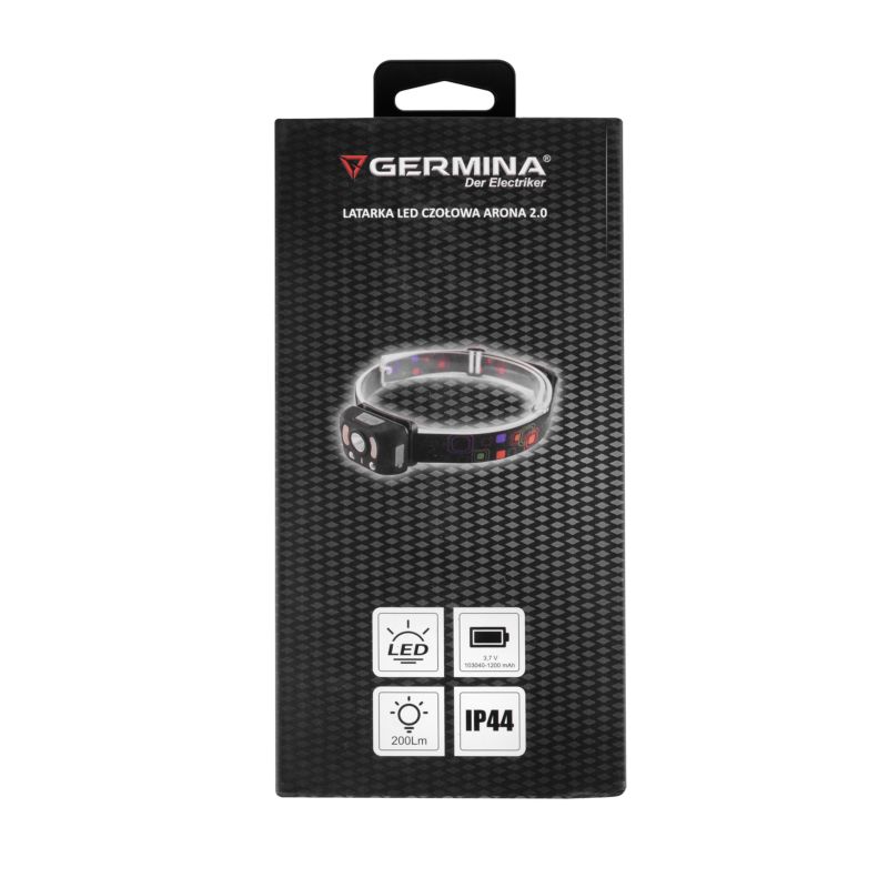 Latarka czołowa LED Germina czołówka do biegania bateryjna IP44 1szt.
