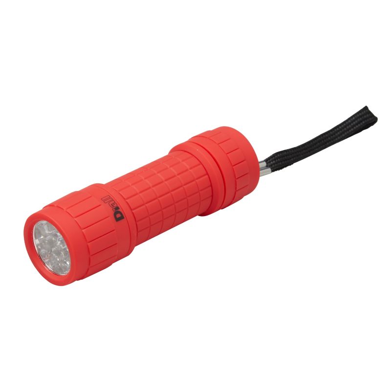Latarka Diall 9 LED gumowa czerwona 3 x AAA