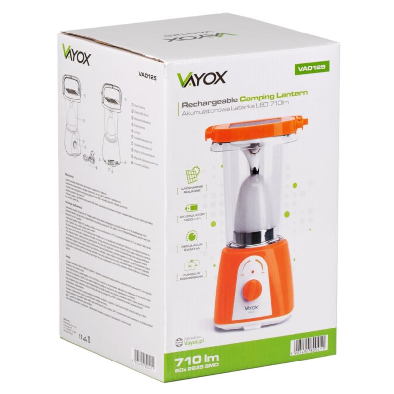 Latarka kempingowa Vayox VA0125 akumulatorowa solar powerbank 710lm 1 szt.