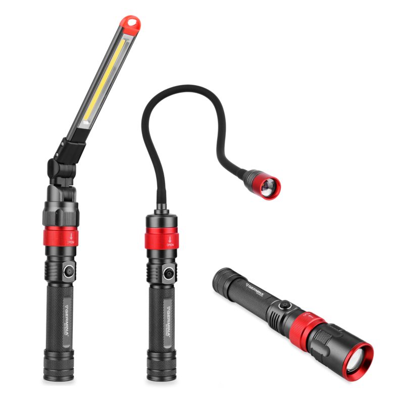 Latarka LED 3w1 Germina wielofunkcyjna bateryjna z wymienną głowicą + walizka 1kpl.