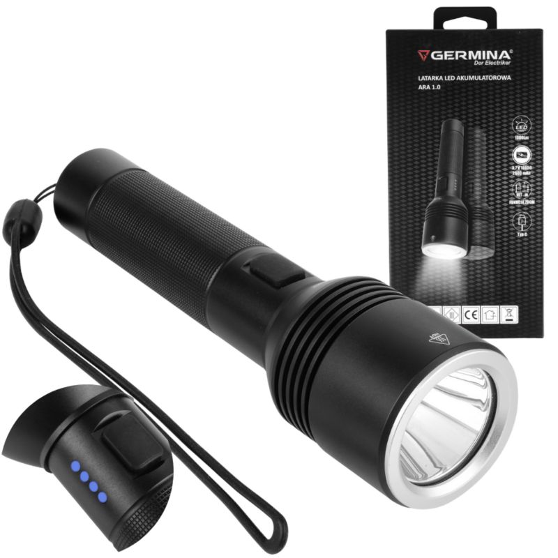 Latarka LED taktyczna Germina przenośna IP44 1szt.