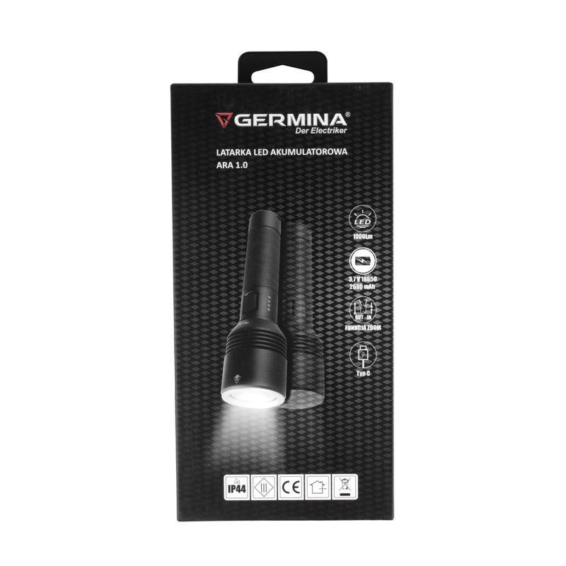 Latarka LED taktyczna Germina przenośna IP44 1szt.