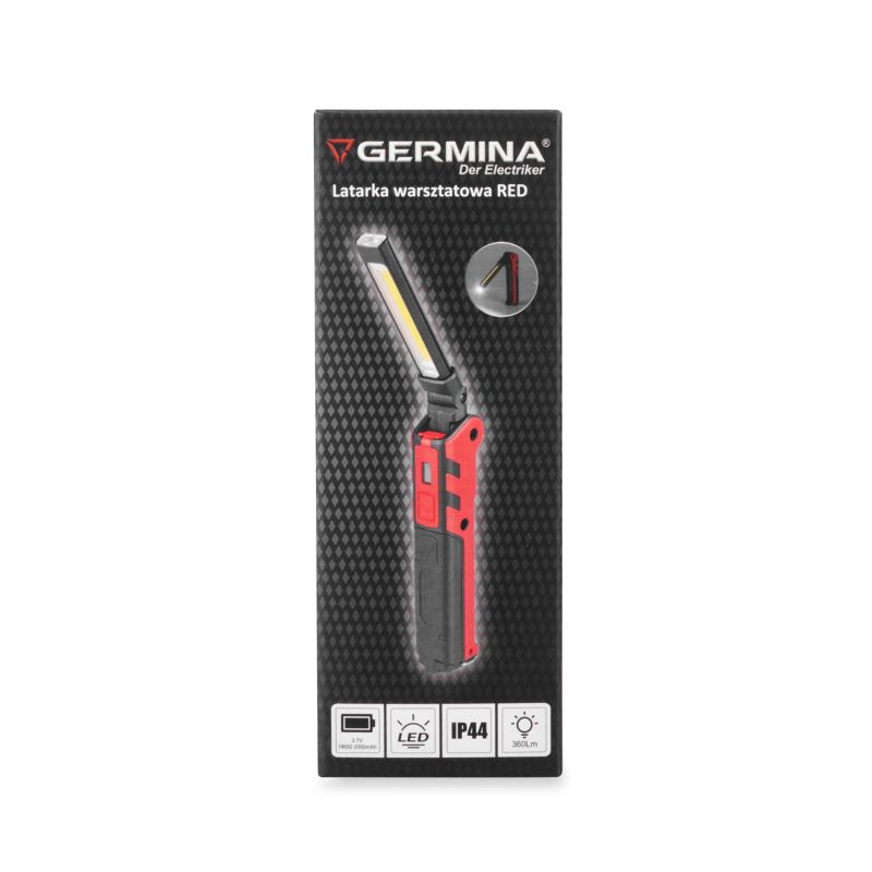 Latarka LED warsztatowa Germina 360lm ACCU powerbank + haczyk magnes IP44 1szt.