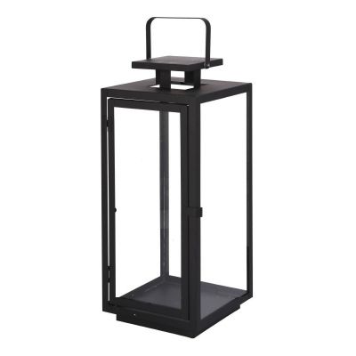 Latarnia metalowa ze szklanymi ściankami 30 cm czarna