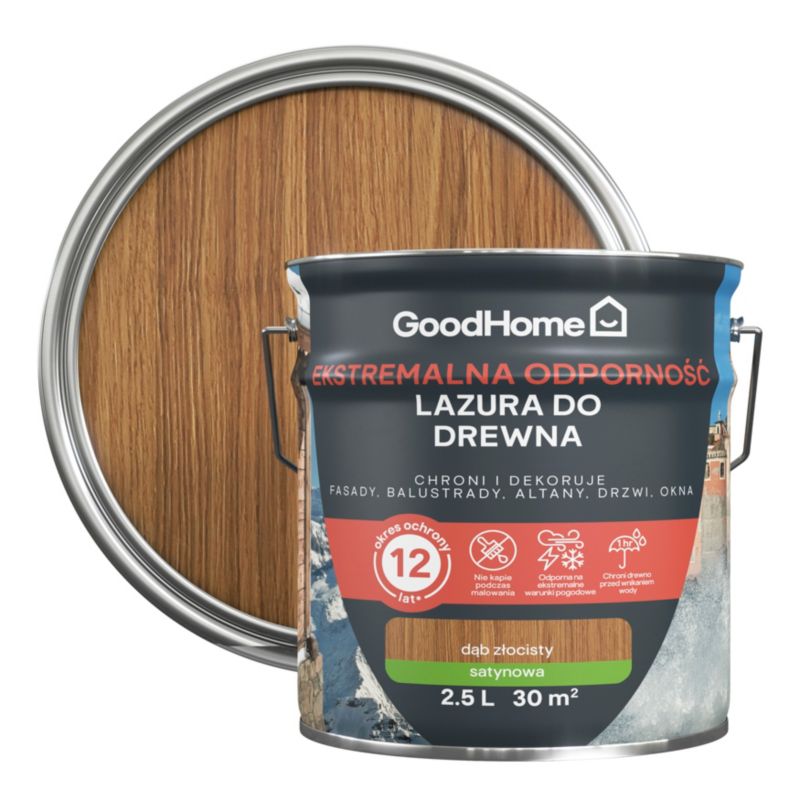 Lazura GoodHome 12 lat dąb złocisty 2,5 l