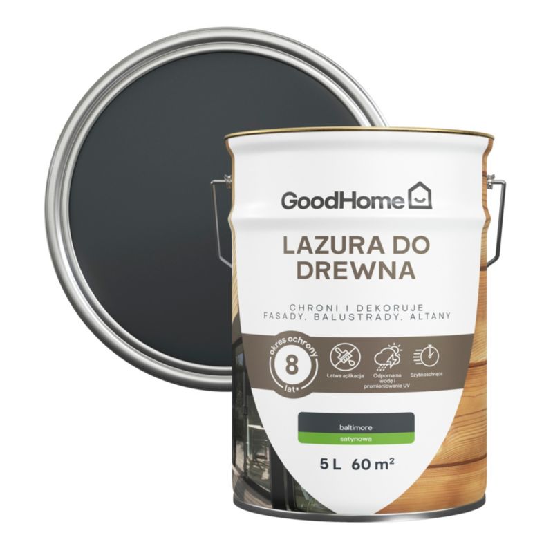 Lazura GoodHome 8 lat antracyt 5 l