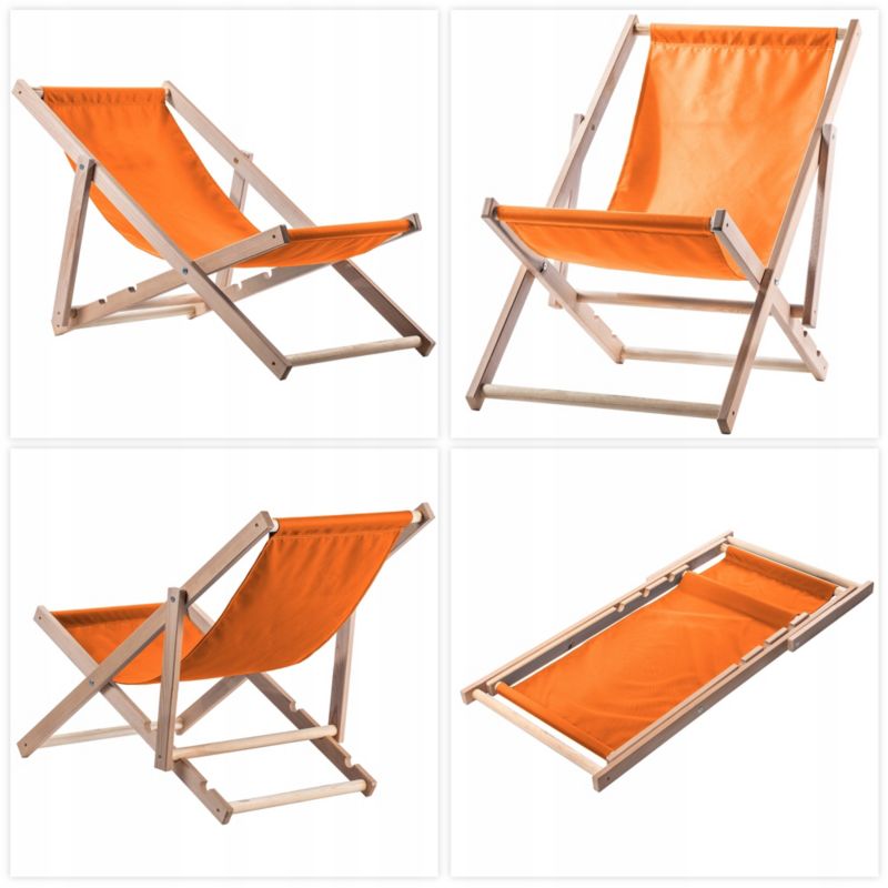 Leżak KADAX Ogrodowy Plażowy Drewniany Leżaki 2szt