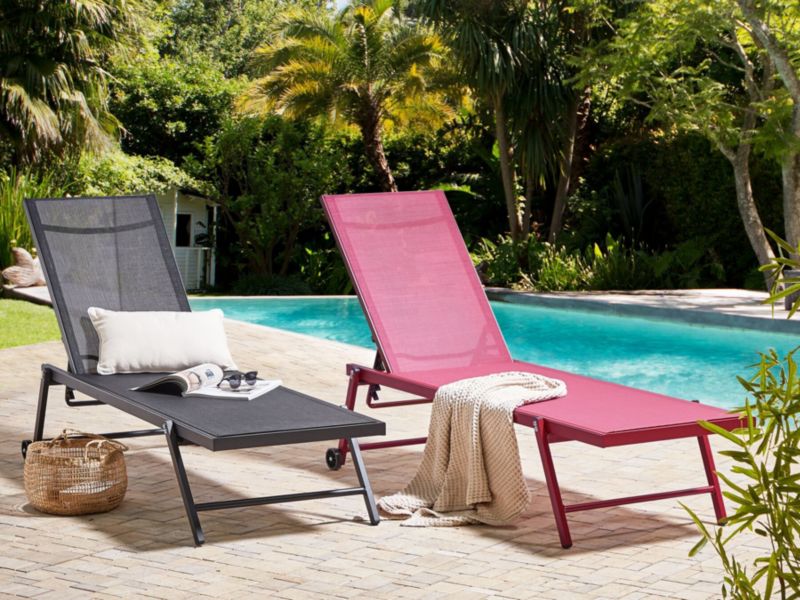 Leżak Metal Burgundowy Portofino 1 szt.
