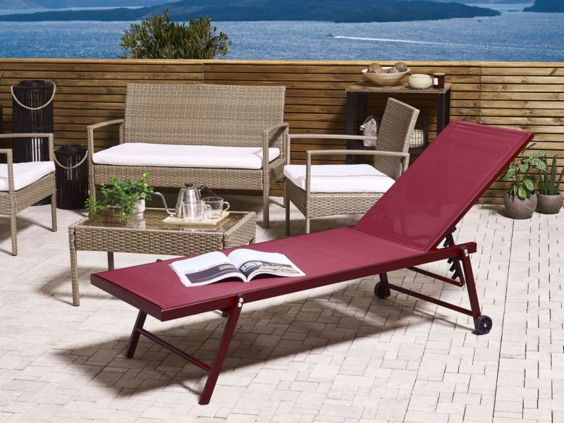 Leżak Metal Burgundowy Portofino 1 szt.