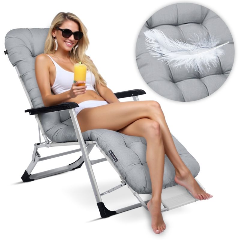 Leżak ogrodowy z poduszką Sofotel 162x60x75 cm plażowy składany na taras balkon 1 szt.