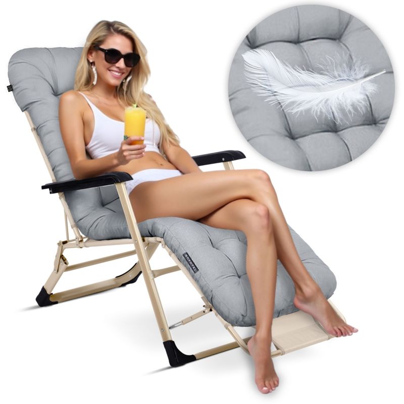 Leżak ogrodowy z poduszką Sofotel 162x60x75 cm plażowy składany na taras balkon 2 szt.