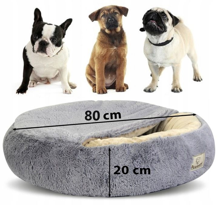 Legowisko dla psa FLUFFY shaggy 80 cm jasnoszare dla psa kota pupila 1szt