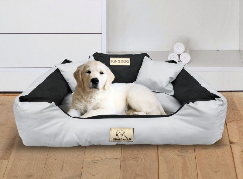 Legowisko dla psa kojec KINGDOG 100x75 cm personalizowane jasnoszare 1szt