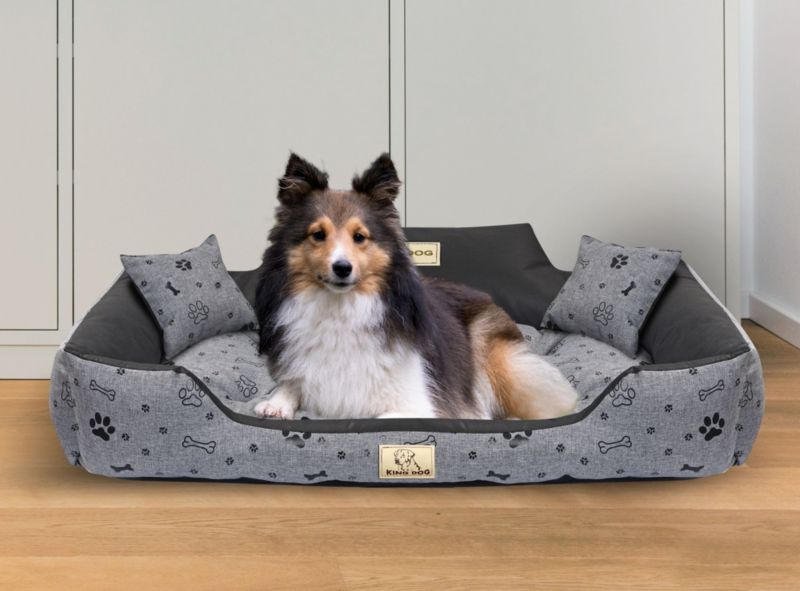 Legowisko dla psa kojec KINGDOG 115x95 cm personalizowane kości czarne 1szt
