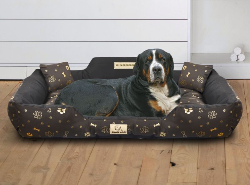 Legowisko dla psa kojec KINGDOG 115x95 cm personalizowane kości złote 1szt