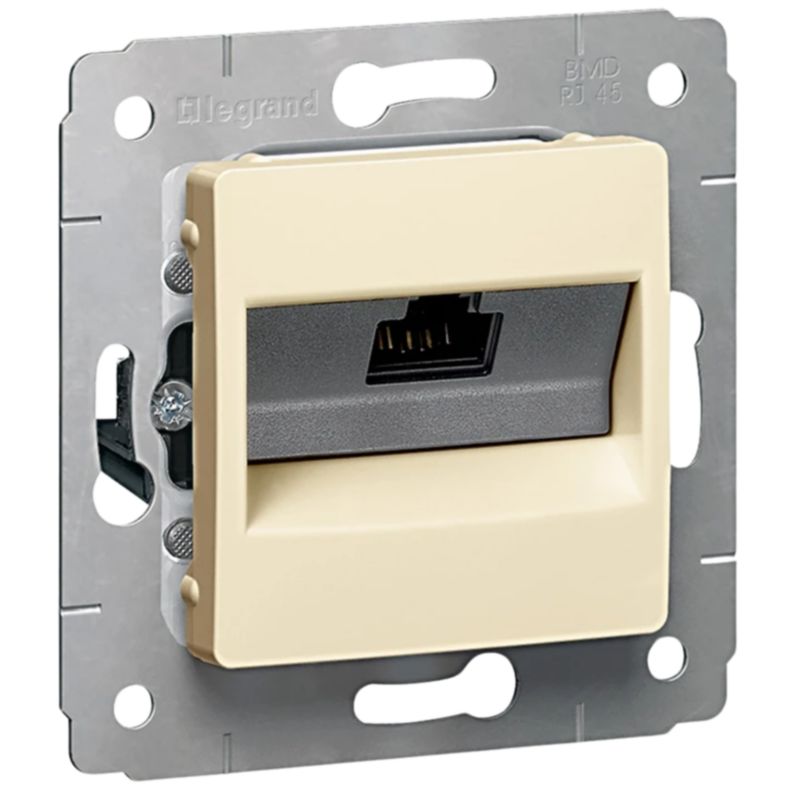 Legrand Cariva Kremowe Gniazdo Kablowe 1Xrj45 Cat6 Utp Uniwersalne 1 Szt