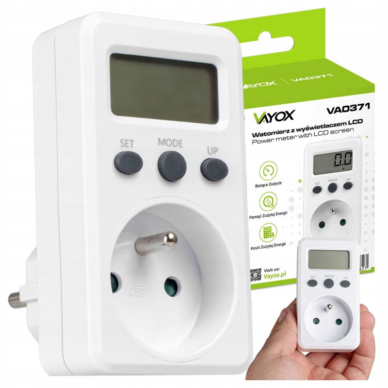 Licznik zużycia energii elektrycznej 16A 3680W VA0371 Vayox 1szt.