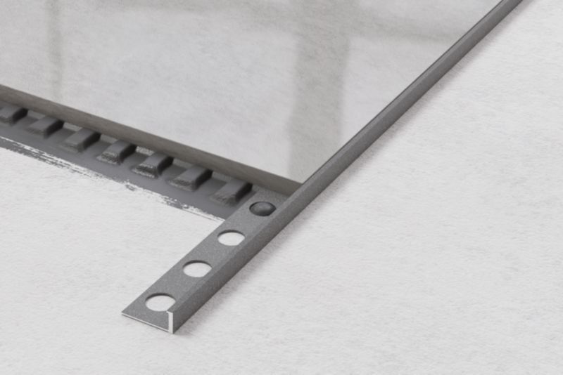 Listwa aluminiowa licowa AIL wykończeniowa Lambrciemna szara matowa do płytek 1cm x 270cm 1 szt.
