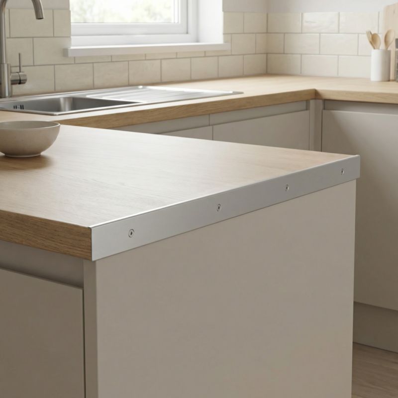 Listwa boczna do blatów GoodHome 28 mm R6 stal