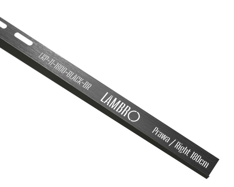 Listwa brodzikowa krawędziowa spadkowa Lambro czarny mat 180 cm prawa 1 szt.