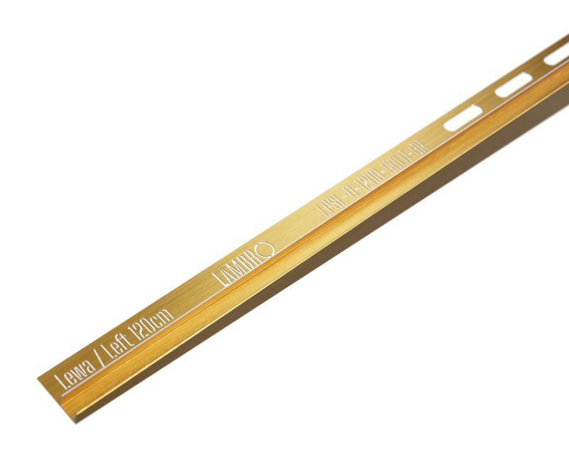 Listwa brodzikowa podłogowa spadkowa do szkła lewa LPS Lambro złoty mat 120cm 1 szt.