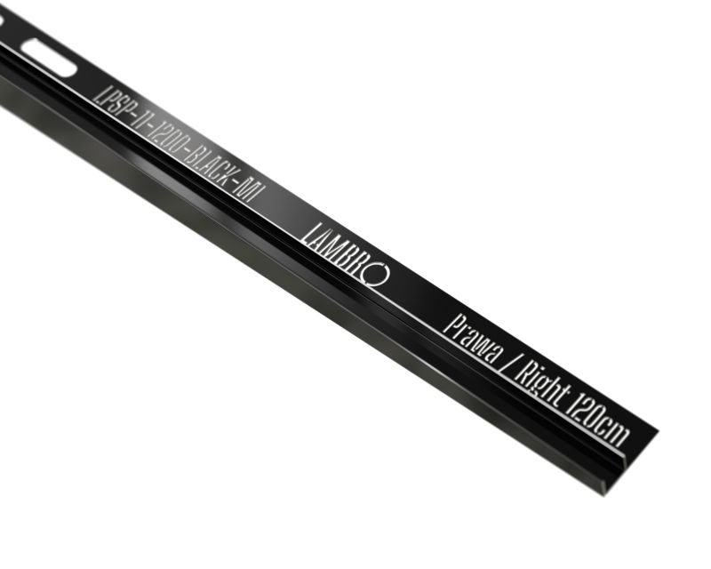 Listwa brodzikowa podłogowa spadkowa do szkła prawa LPS Lambro czarny połysk  120cm 1 szt.