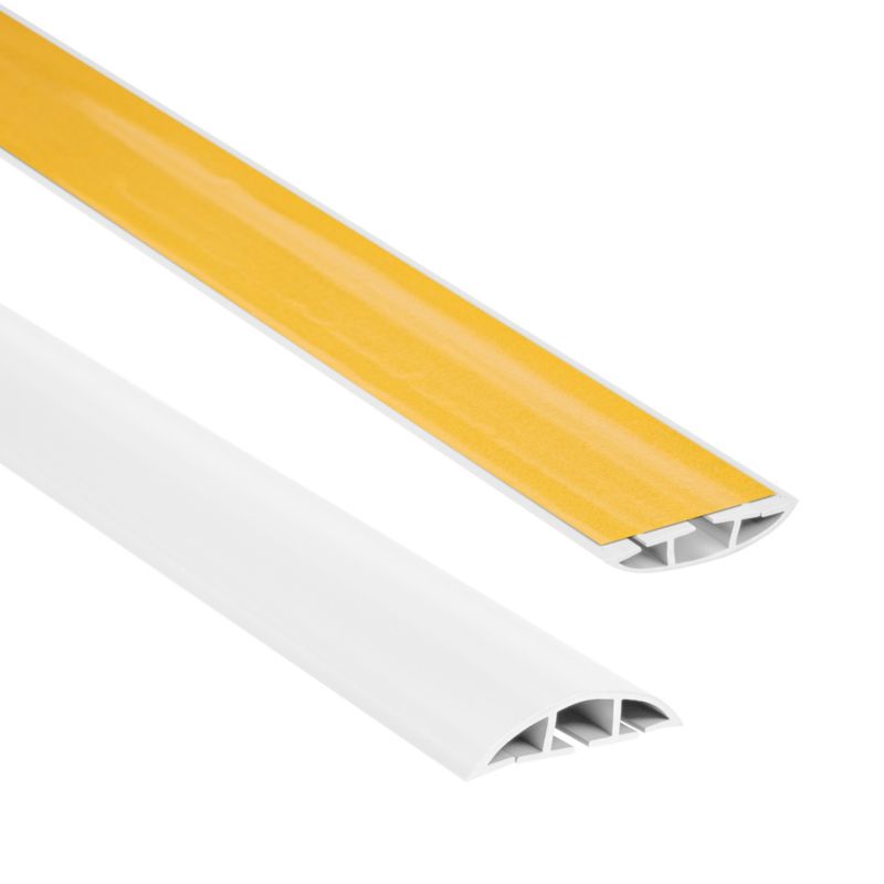 Listwa kablowa maskująca samoprzylepna PCV 40 mm QUEST, maskownica kabli, 3 kanały, półokrągła - 200 cm, biały, 1 szt.