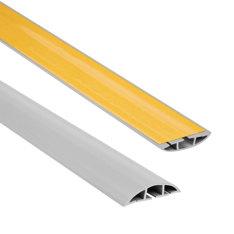 Listwa kablowa maskująca samoprzylepna PCV 60 mm QUEST, maskownica kabli, 3 kanały, półokrągła - 200 cm, szary, 1 szt.