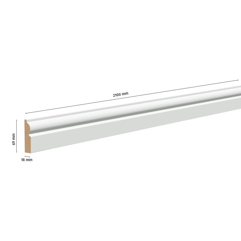 Listwa maskująca MDF 18 x 69 x 2100 mm torus biała