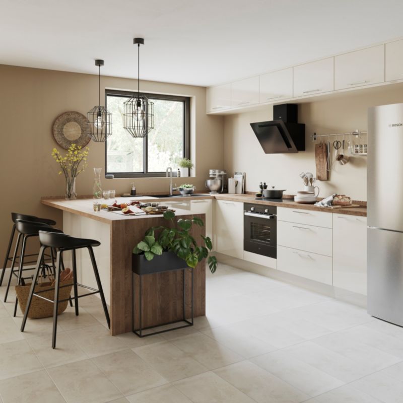 Listwa narożna do szafki wiszącej wysokiej GoodHome Stevia 89,5 x 5,9 cm kremowa połysk