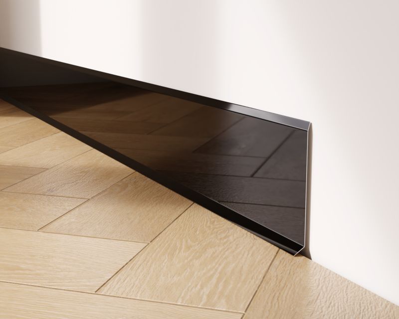 Listwa przypodłogowa F Lambro cokół stalowy czarny połysk 10cm x 270cm 1 szt.