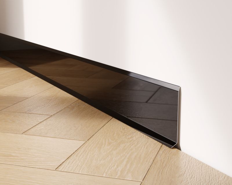 Listwa przypodłogowa F Lambro cokół stalowy czarny połysk 8cm x 270cm 1 szt.